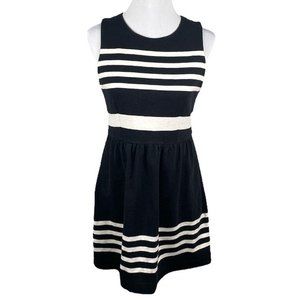 J. Crew Striped Daybreak Flare Dress Black White Size Small